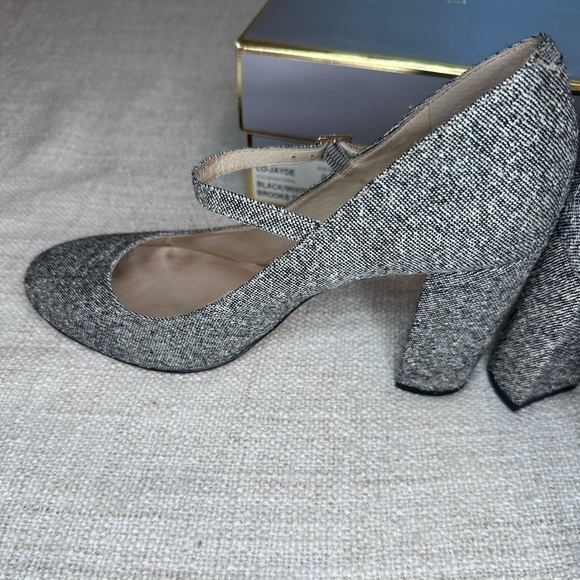 Louise et Cie Jayde Mary Jane block heel pump tweed fabric black/white 8.5M​ - Picture 3 of 13
